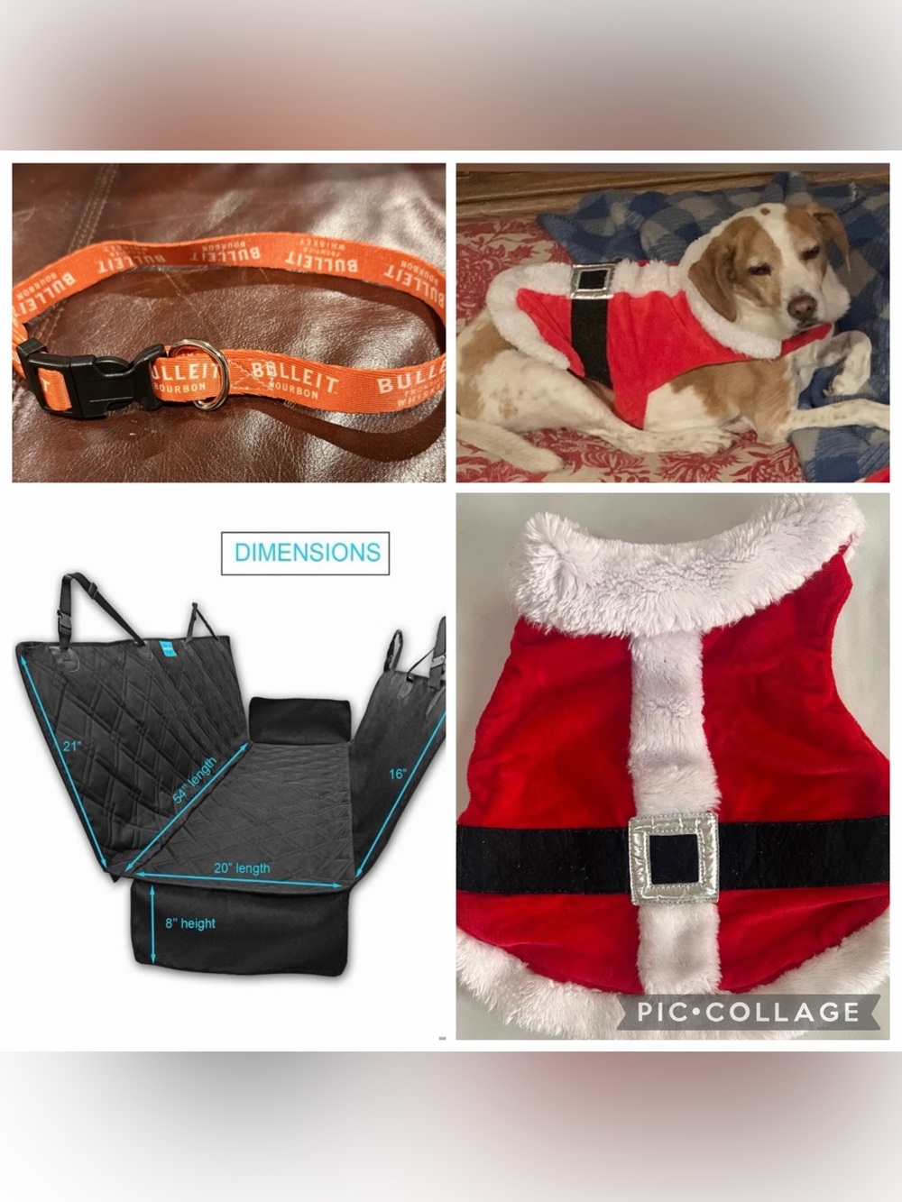 Dog lover set! Car cover, Santa costume & Bulleit Bourbon Collar